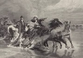 El Gran Elector cruzando la Laguna de Curlandia, 19 de enero de 1679